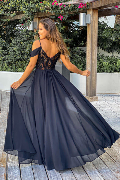black formal maxi dress