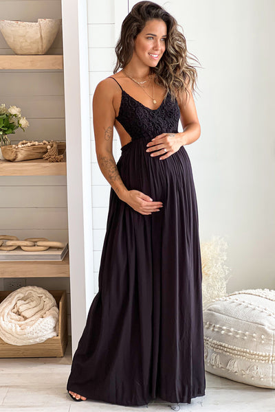 black maternity maxi dress