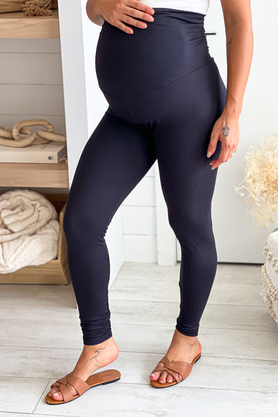 Black Maternity Over Belly Yoga Pants Leggings
