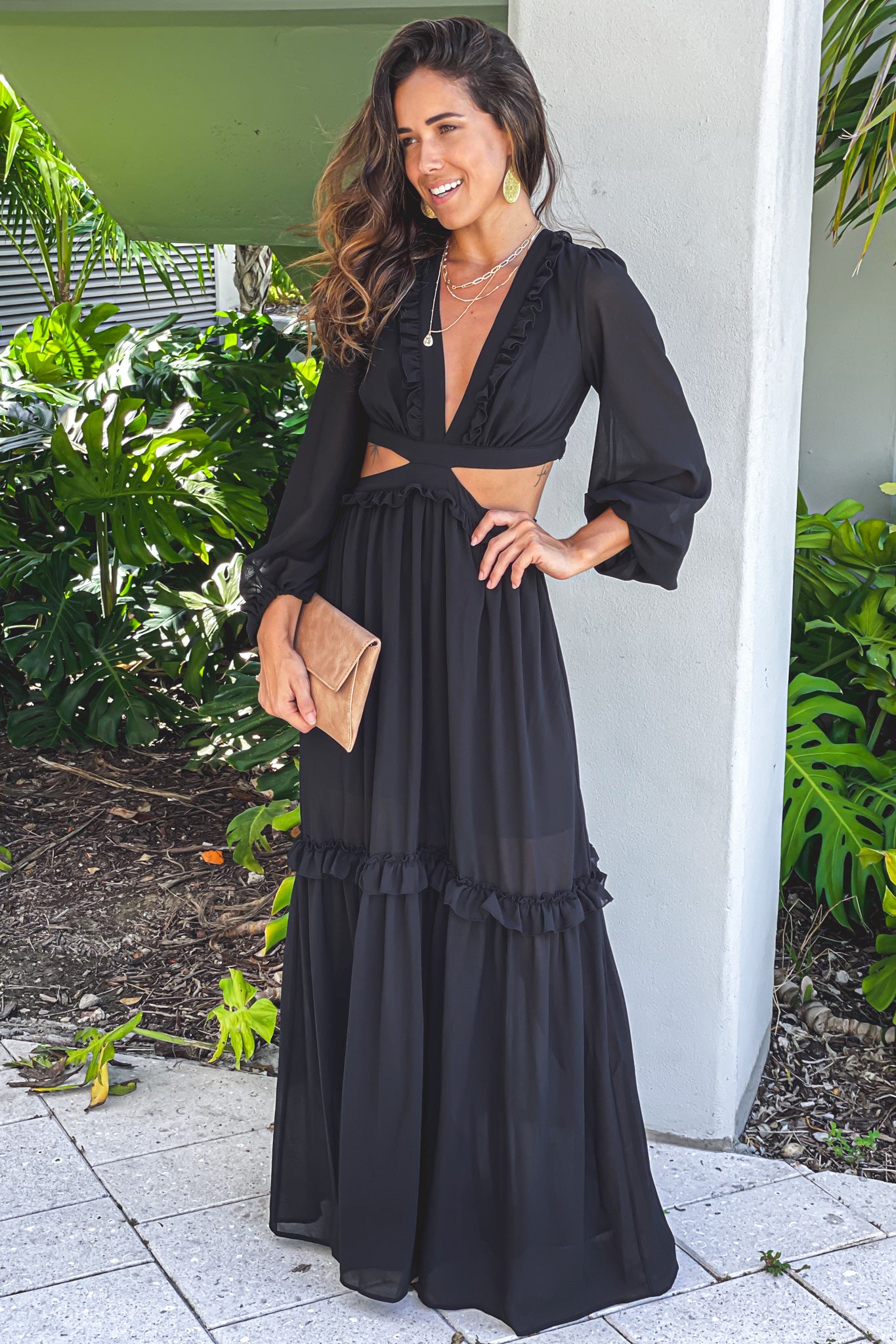 black maxi dress with cut out