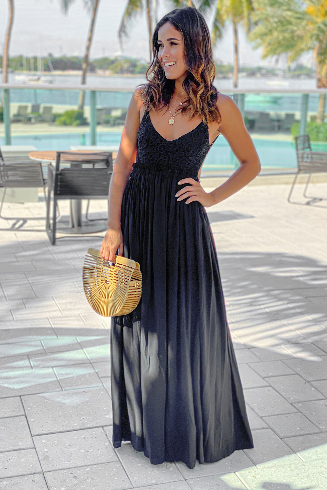 handcrafted black maxi dress MALI Black Open back Maxi Dress  Hand-Dyed Boho Summer Dress | Tie  Shoulder Dress
