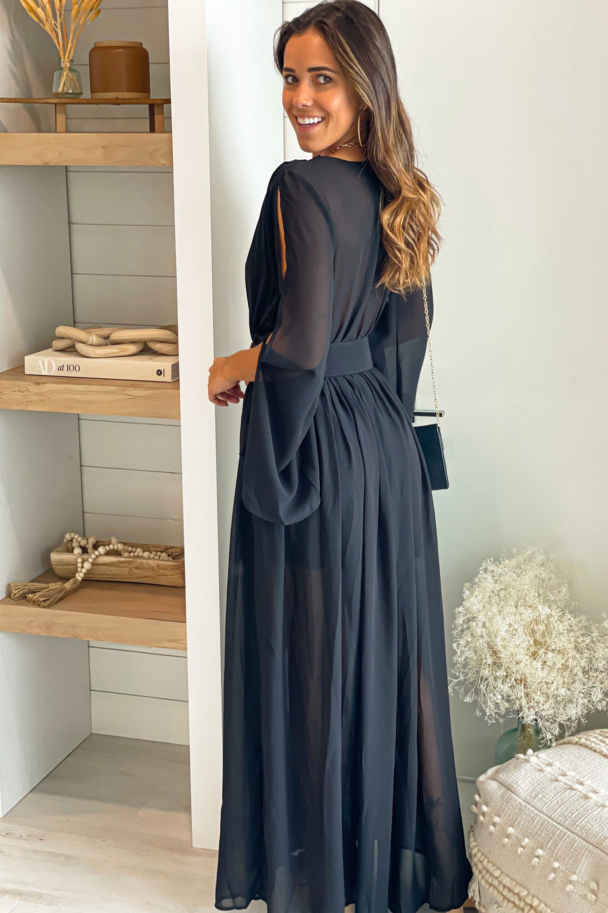 Black Maxi Dress With Belt