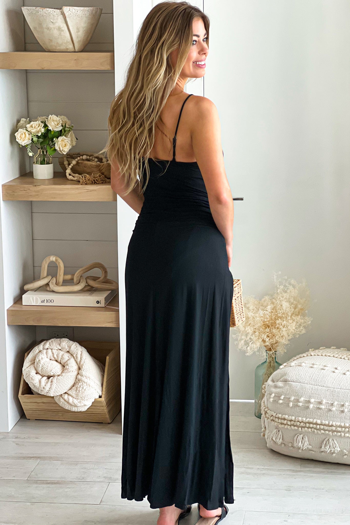 Black Dress With Criss Cross Front And Slits | Maxi Dresses Saved by the Dress Black Dress With Criss Cross Front And Slits | Maxi Dresses Saved by the Dress