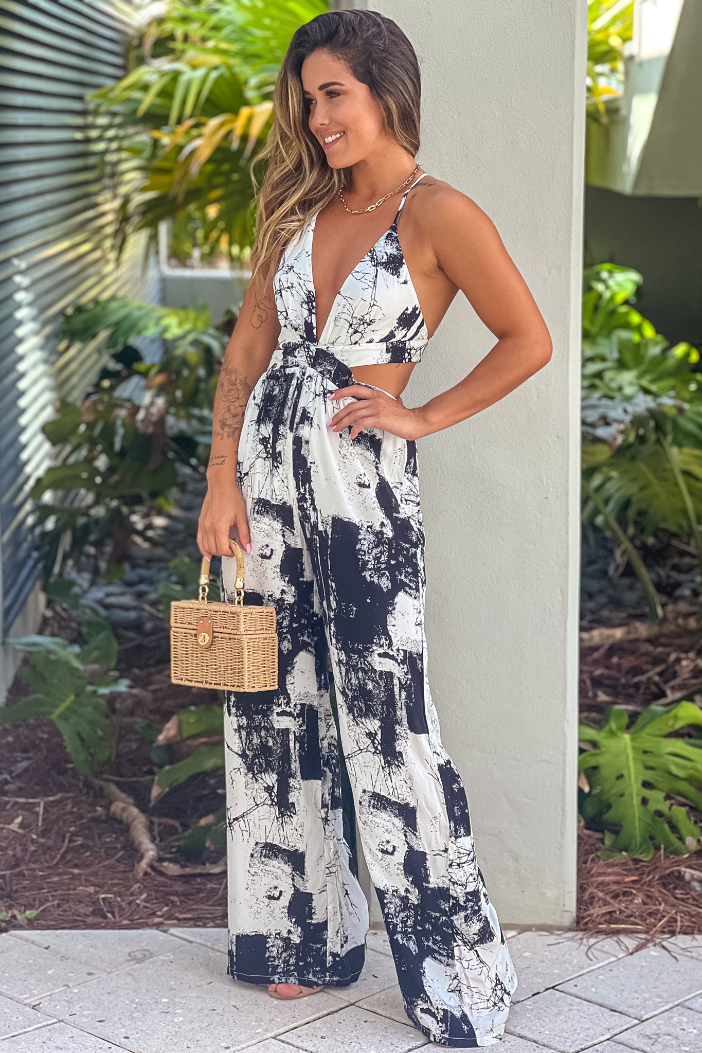 black printed jumpsuit