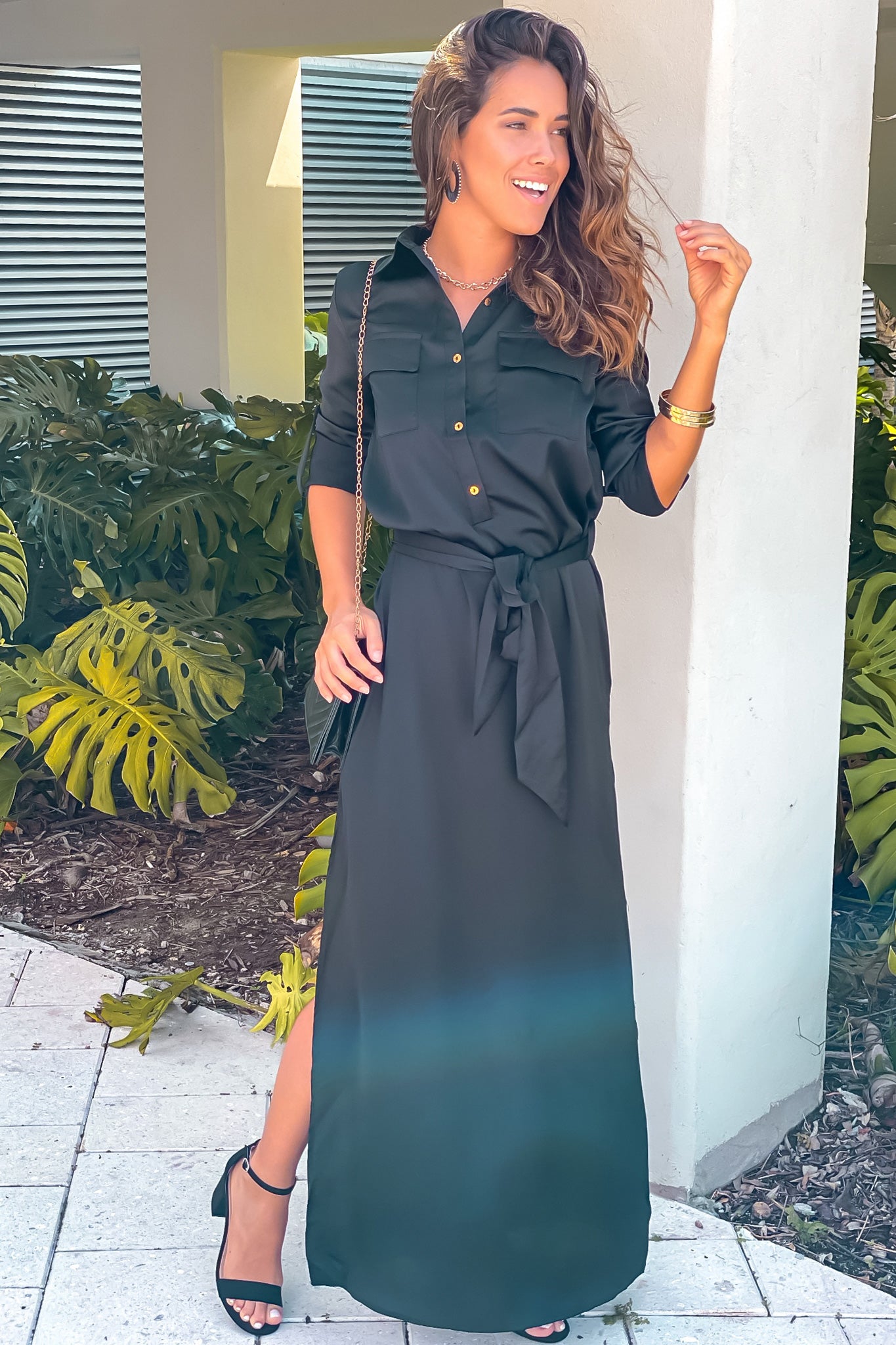 Black Satin Maxi Dress | Black Maxi Dress with Slits Saved by the Dress Black Satin Maxi Dress | Black Maxi Dress with Slits Saved by the Dress
