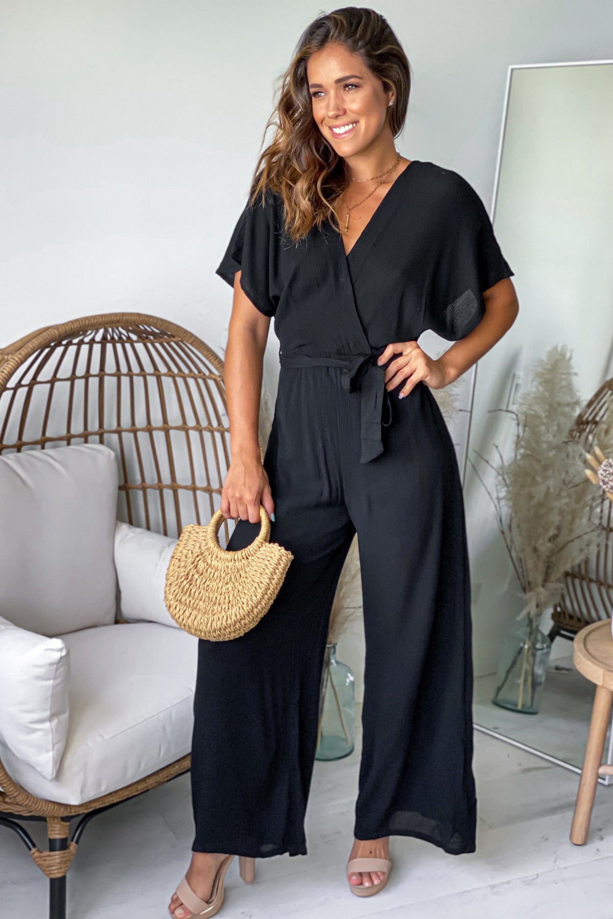 Black Jumpsuit With Tie Belt | Jumpsuits – Saved by the Dress