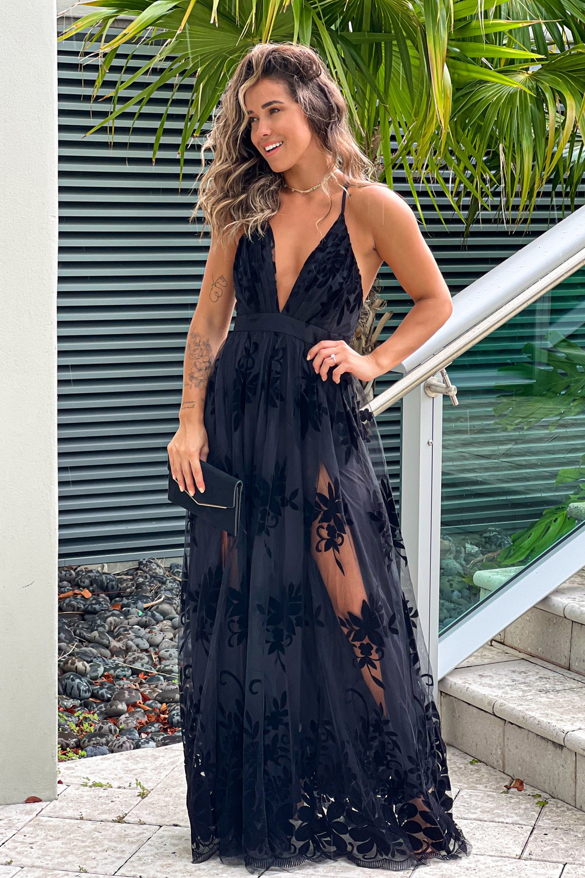 Black Floral Tulle Maxi Dress Maxi Dresses Saved By The Dress 3302