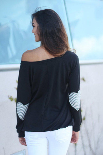 Black Sweater With Heart Elbow Patches