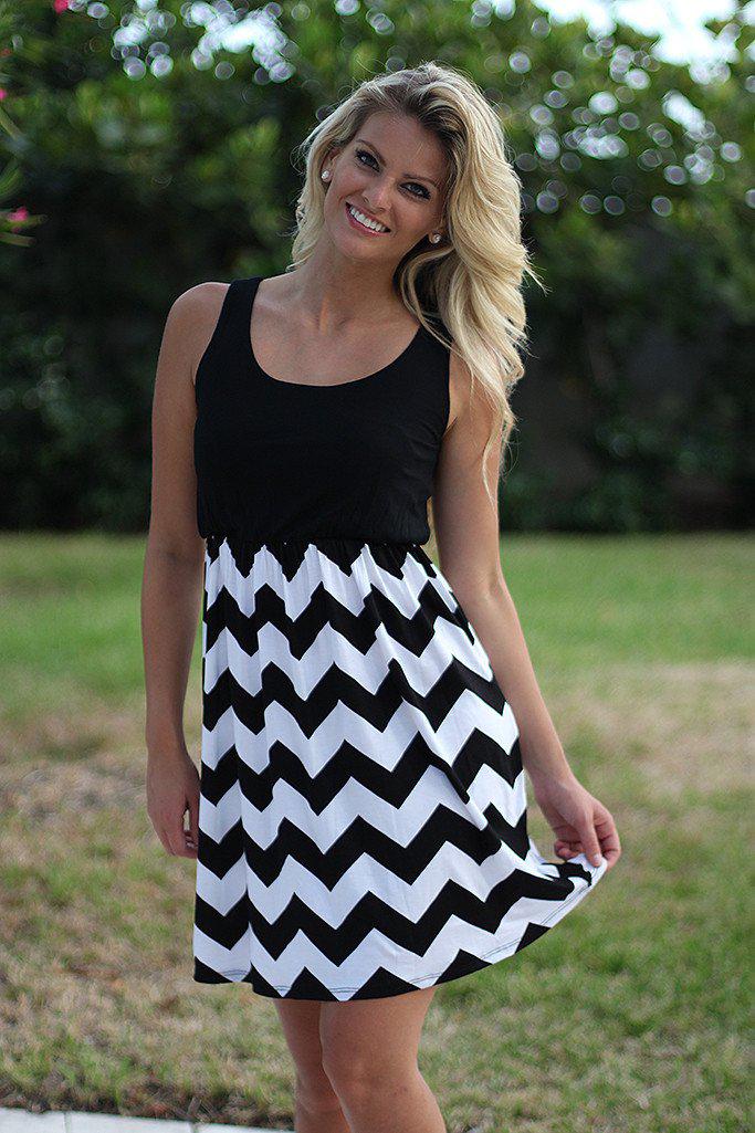 Black and White Chevron Short Dress