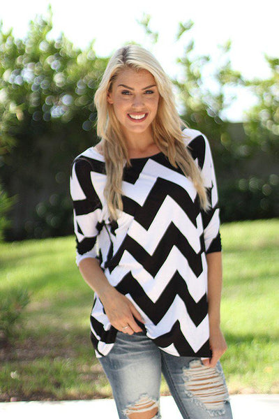 Black and White Chevron Top