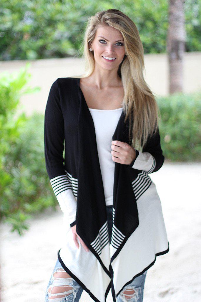 Black And White Open Cardigan