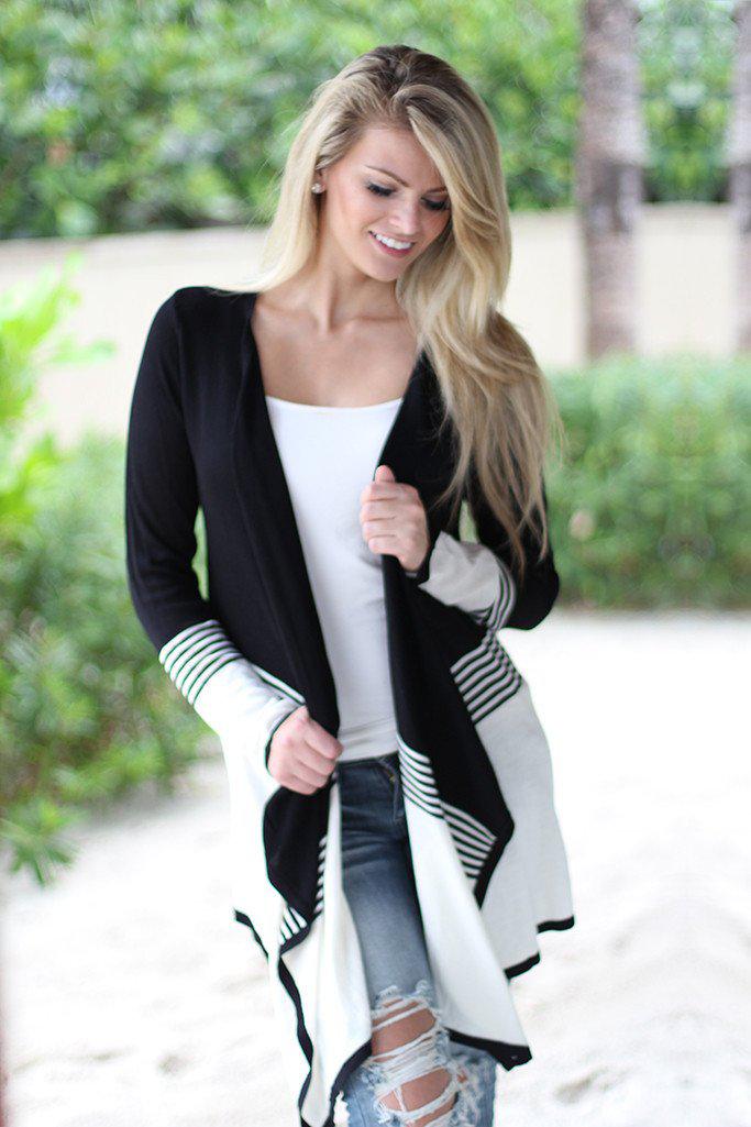 Black And White Open Cardigan | Shop Cardigan – Saved by the Dress