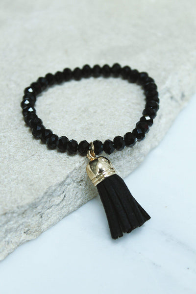 black beaded tassel bracelet