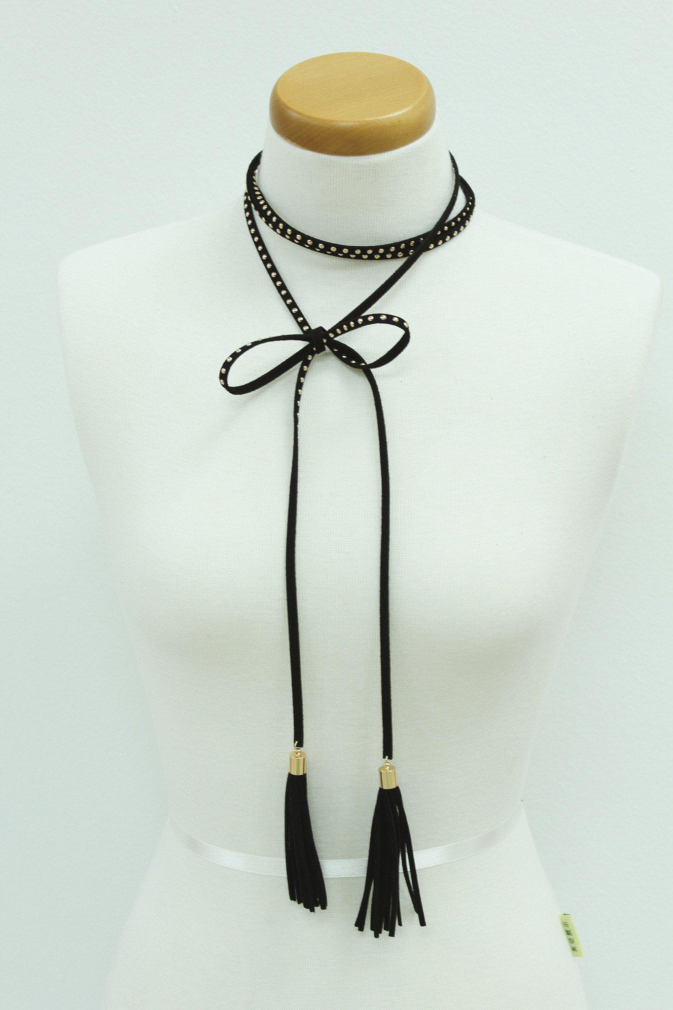 black necklace with tassel