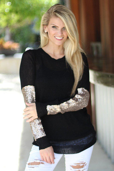 Black Sheer Top With Sequins