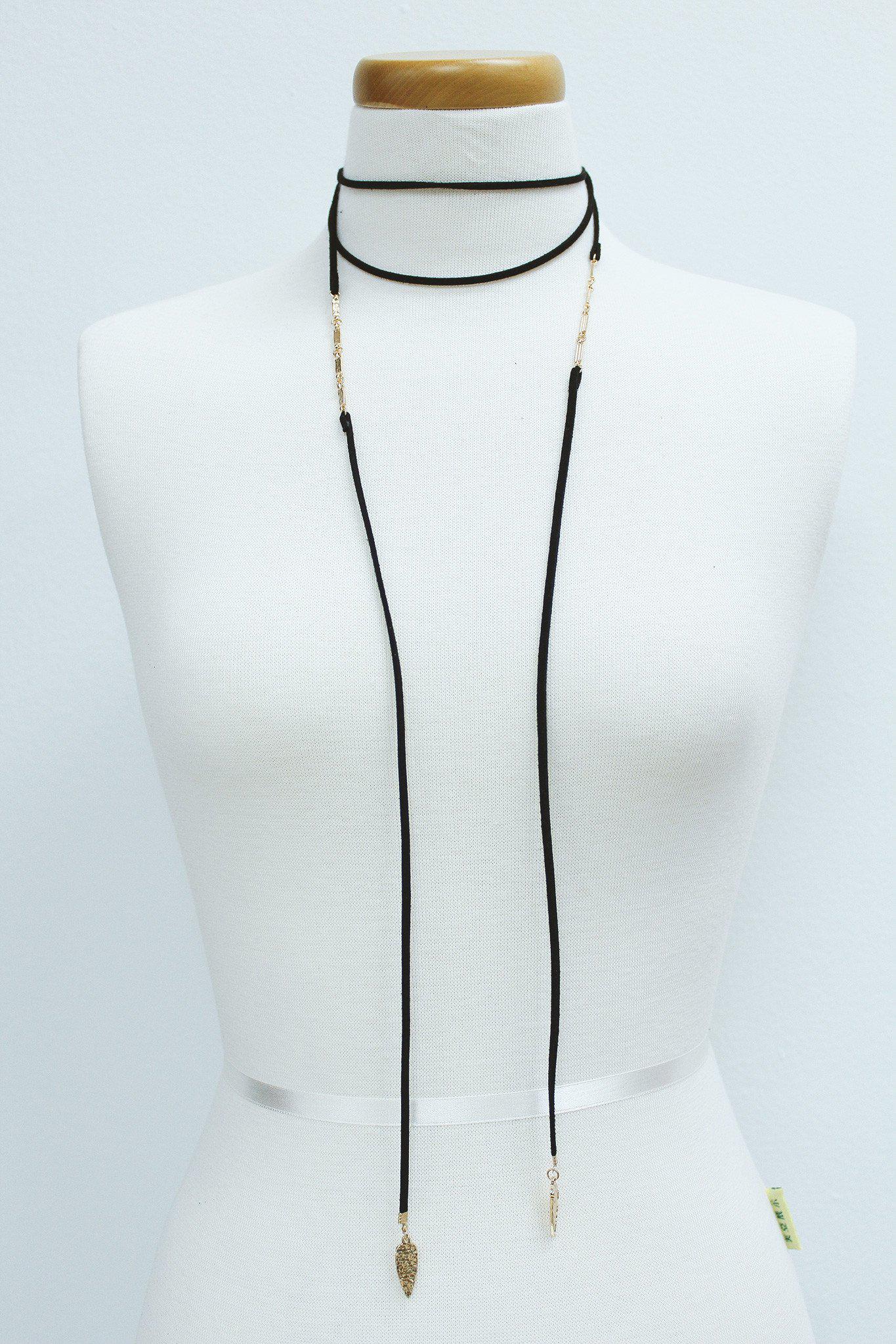 black wrap around choker with gold detail