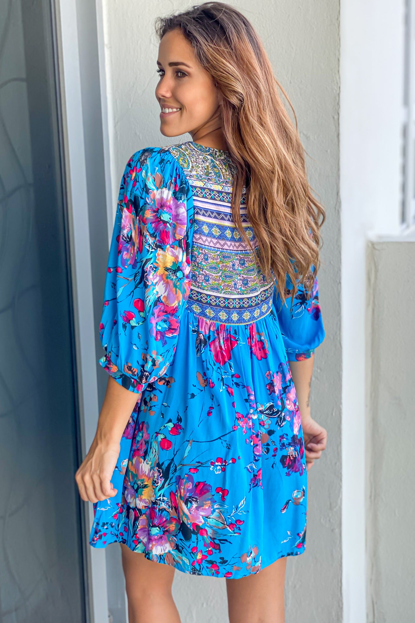 Blue Boho Floral Printed Short Dress | Short Dresses Saved by the Dress Blue Boho Floral Printed Short Dress | Short Dresses Saved by the Dress