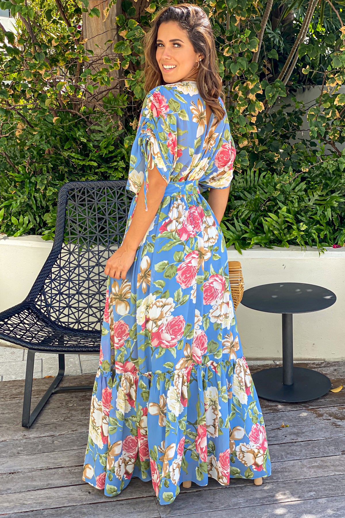 Blue Floral Dolman Sleeves Maxi Dress | Maxi Dresses – Saved by the Dress