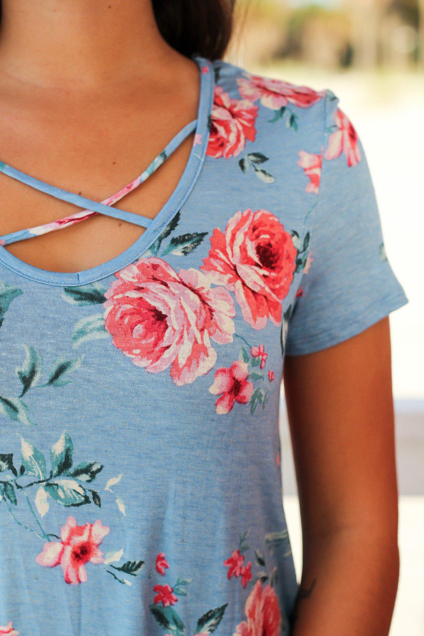 blue floral top