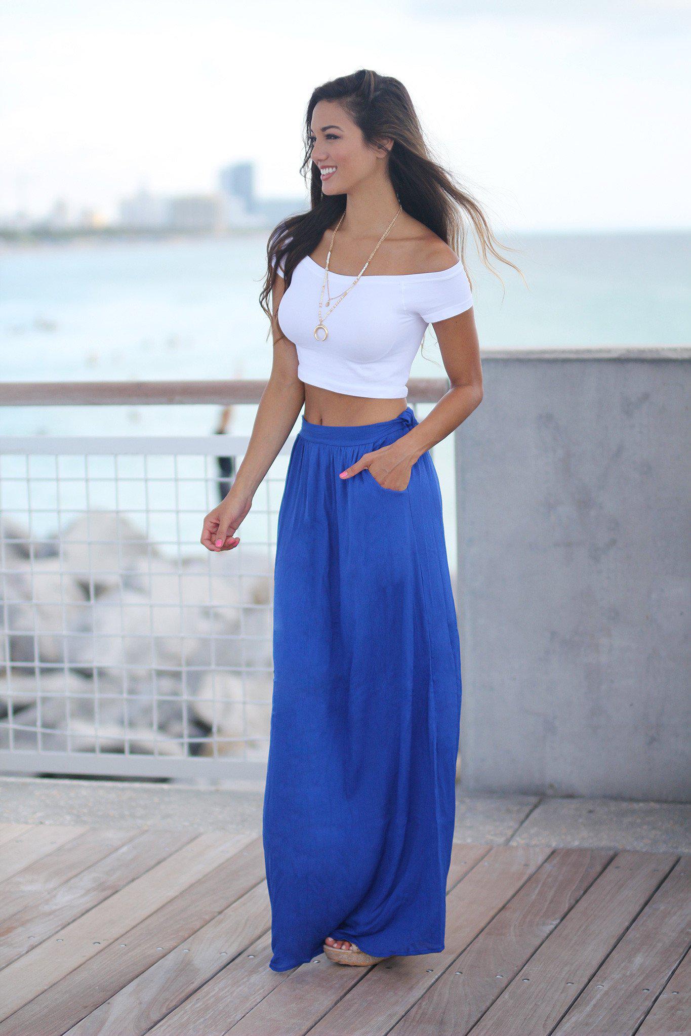 Royal Blue Maxi Skirt with Pockets | Skirt With Pockets – Saved by the ...