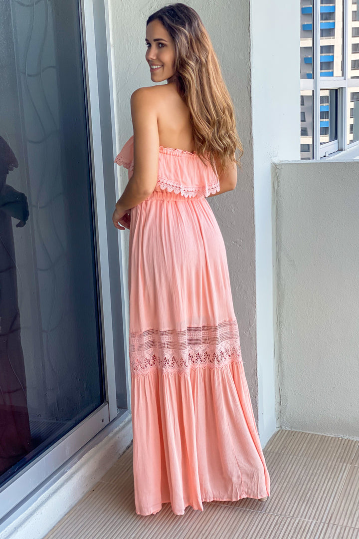 Blush Strapless Maxi Dress