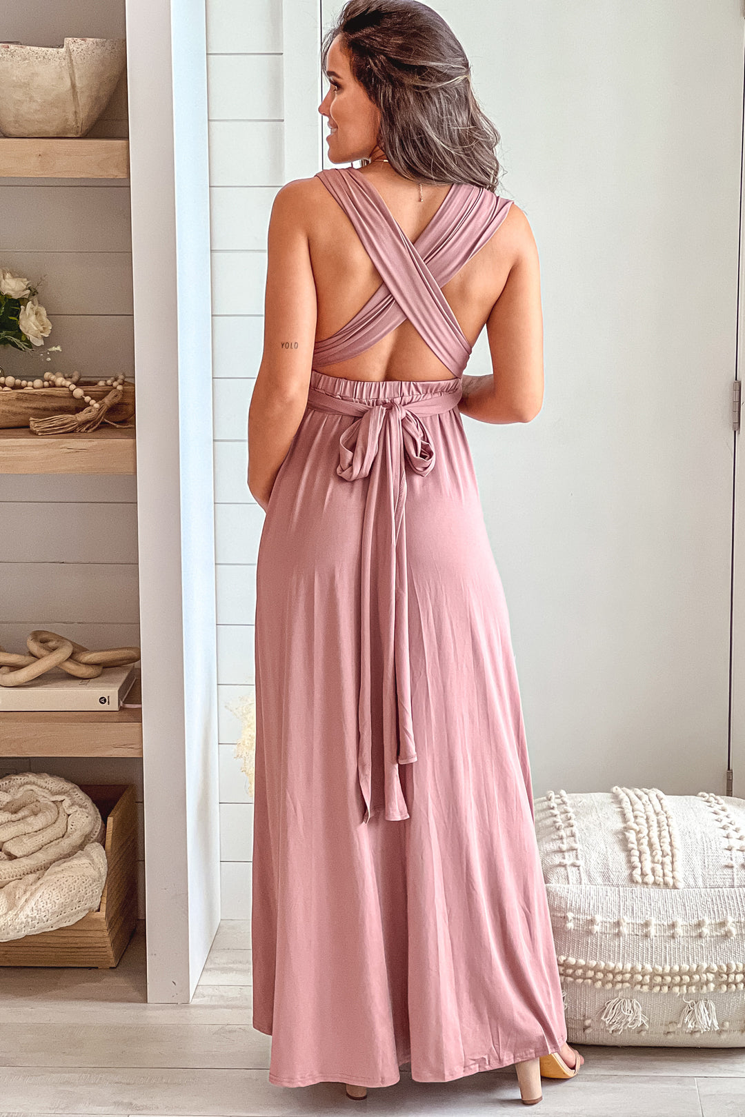 blush maternity maxi dress Blush Multi Tie Maternity Maxi Dress