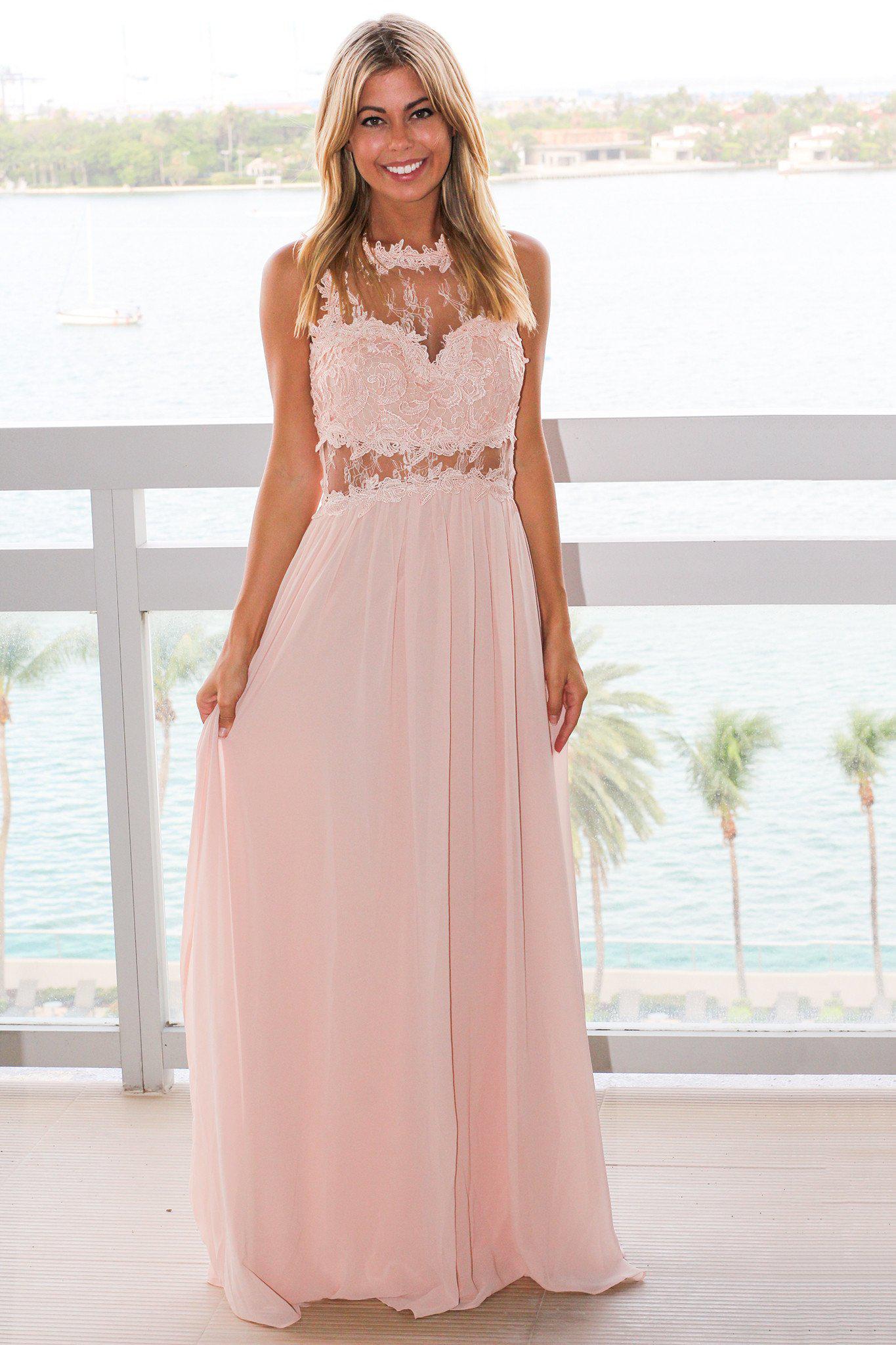 Blush Lace Top Maxi Dress | Formal Dresses Saved by the Dress Blush Lace Top Maxi Dress | Formal Dresses Saved by the Dress
