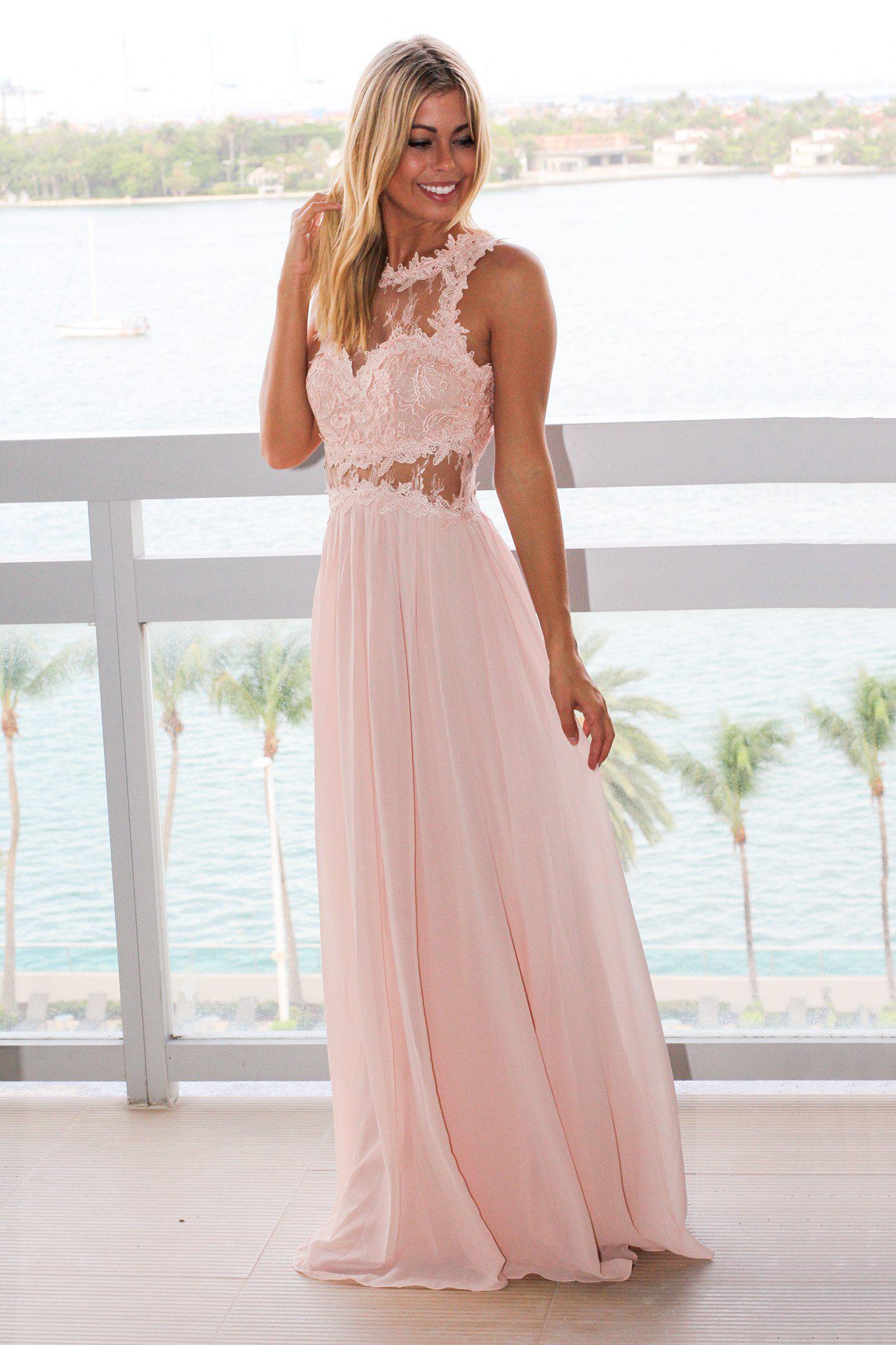 Blush Lace Top Maxi Dress | Formal Dresses Saved by the Dress Blush Lace Top Maxi Dress | Formal Dresses Saved by the Dress