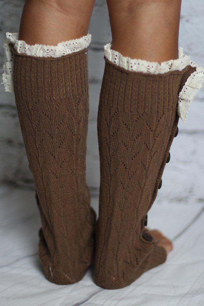 Brown Knit Leg Warmers