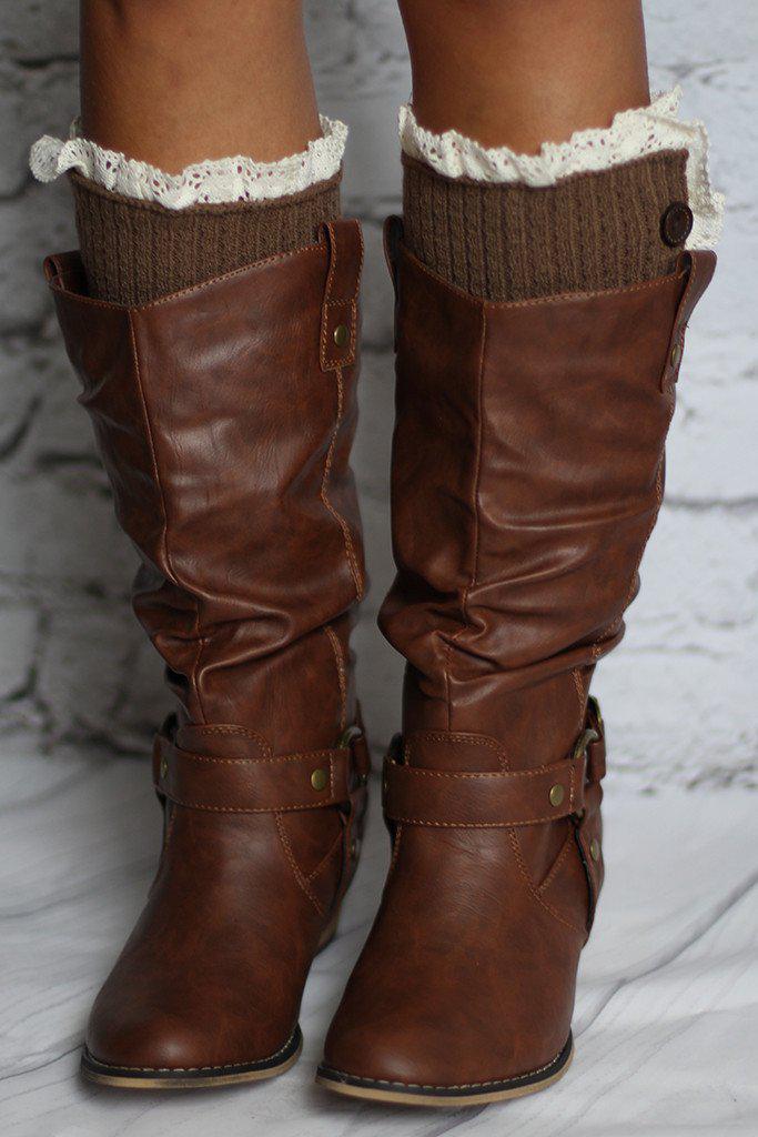 Brown Knit Leg Warmers