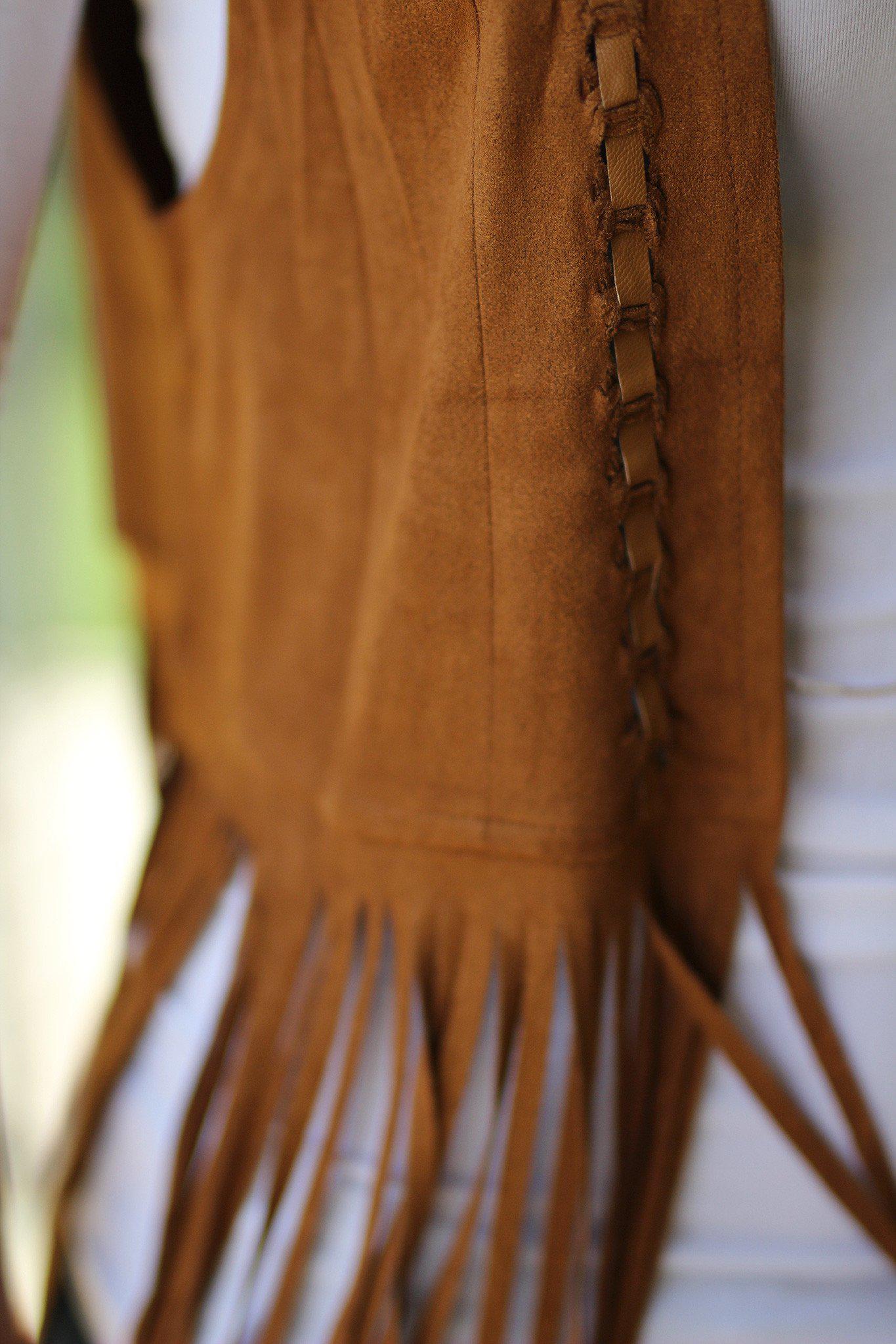 Camel Fringe Vest