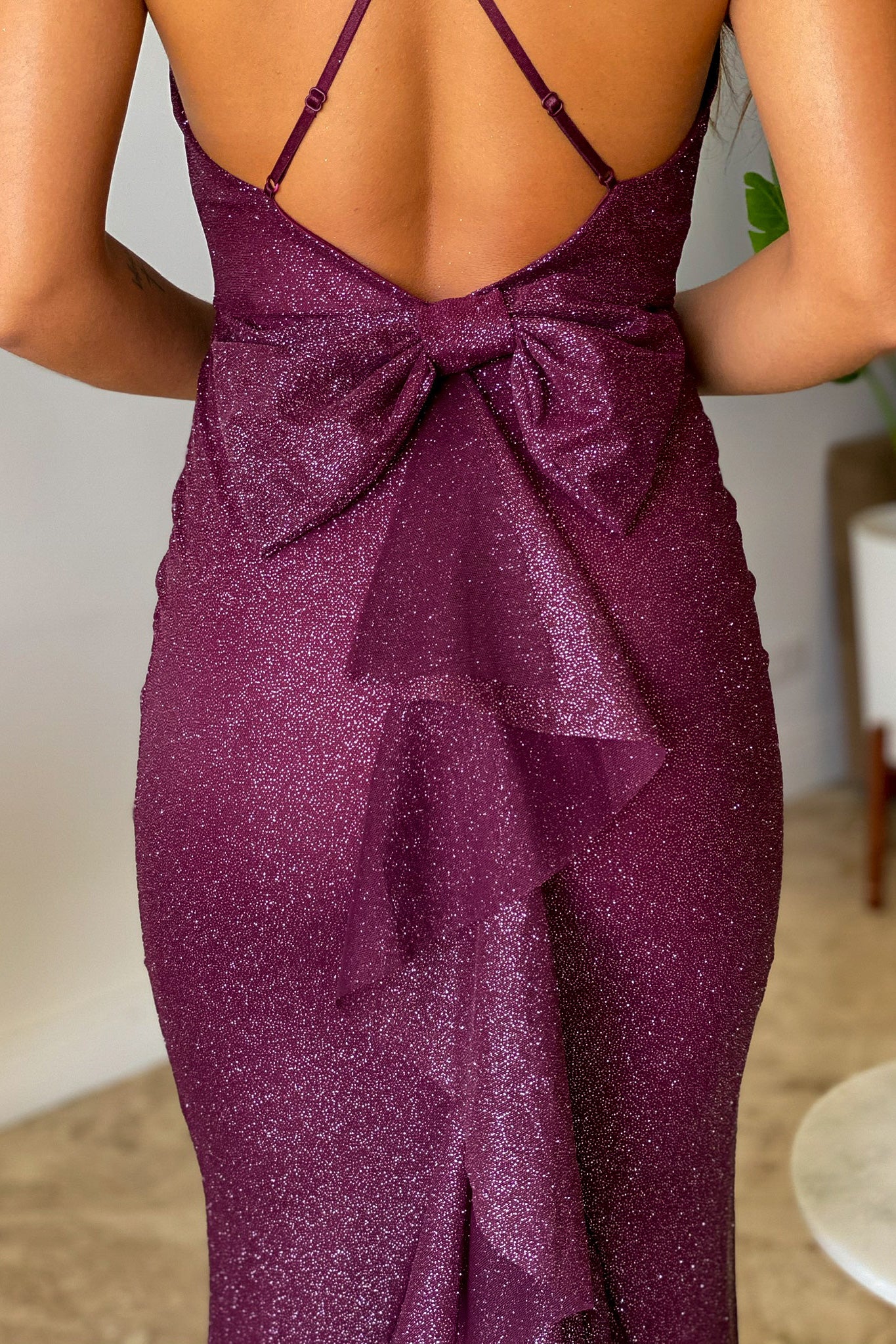 Burgundy Glitter Maxi Dress With Bow Ruffle Details | Maxi Dresses Saved by the Dress Burgundy Glitter Maxi Dress With Bow Ruffle Details | Maxi Dresses Saved by the Dress