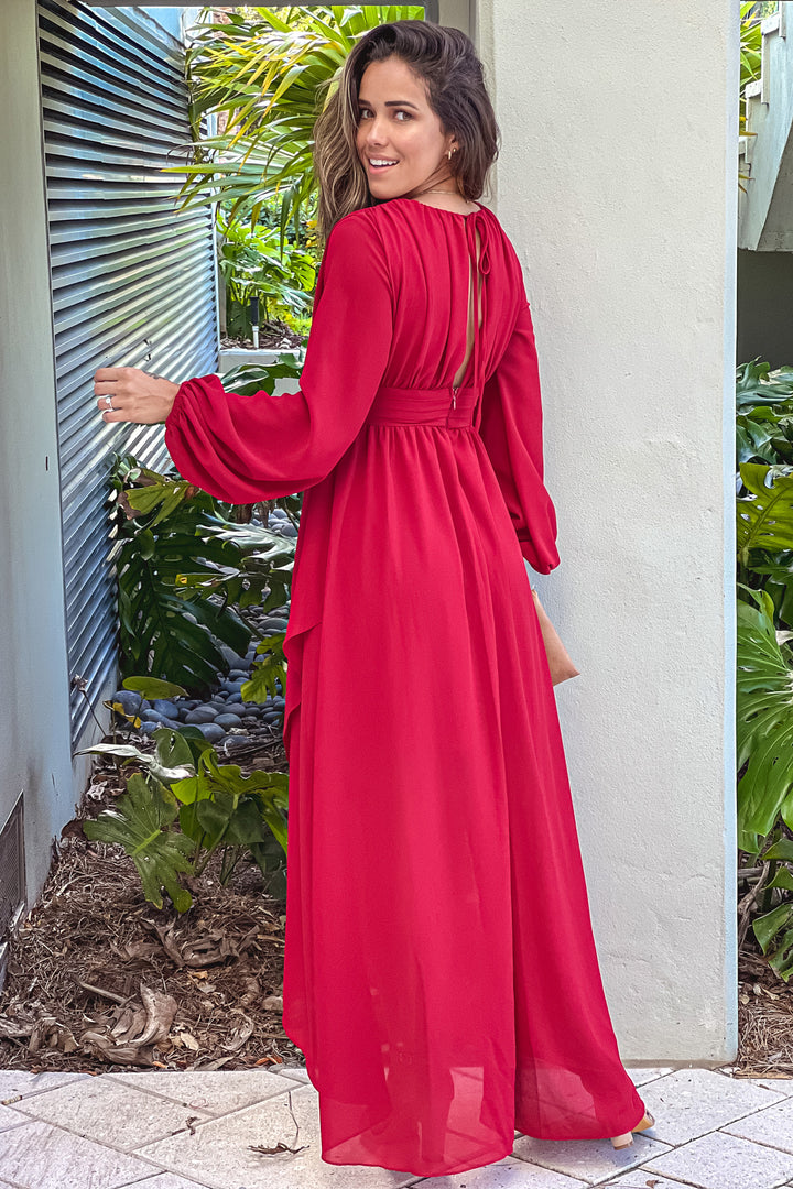 Burgundy Puff Sleeve Maxi Dress | Maxi Dresses Saved by the Dress Burgundy Puff Sleeve Maxi Dress | Maxi Dresses Saved by the Dress