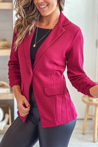 burgundy textured blazer