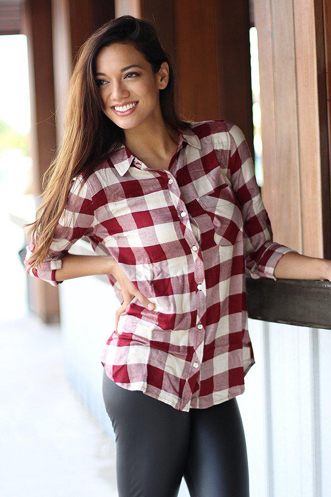 Burgundy Plaid Shirt