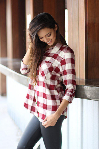 Burgundy Plaid Shirt