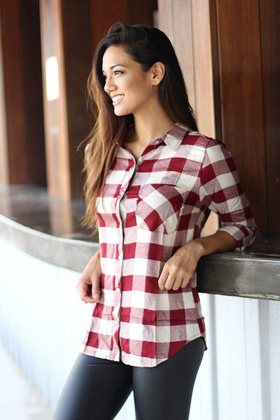 Burgundy Plaid Shirt