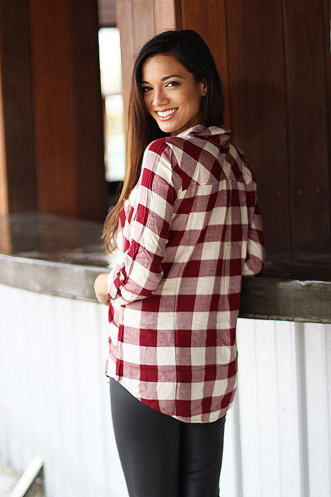 Burgundy Plaid Shirt