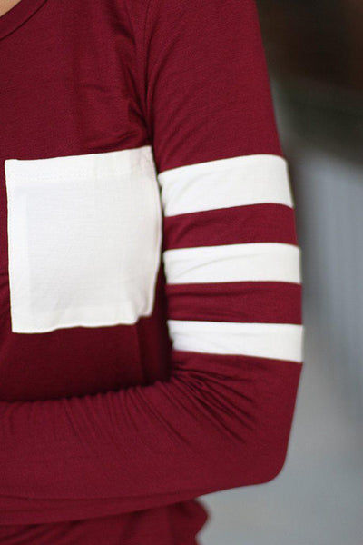 Burgundy Top With Pocket