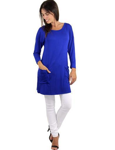 Royal Blue Top With ¾ Sleeves