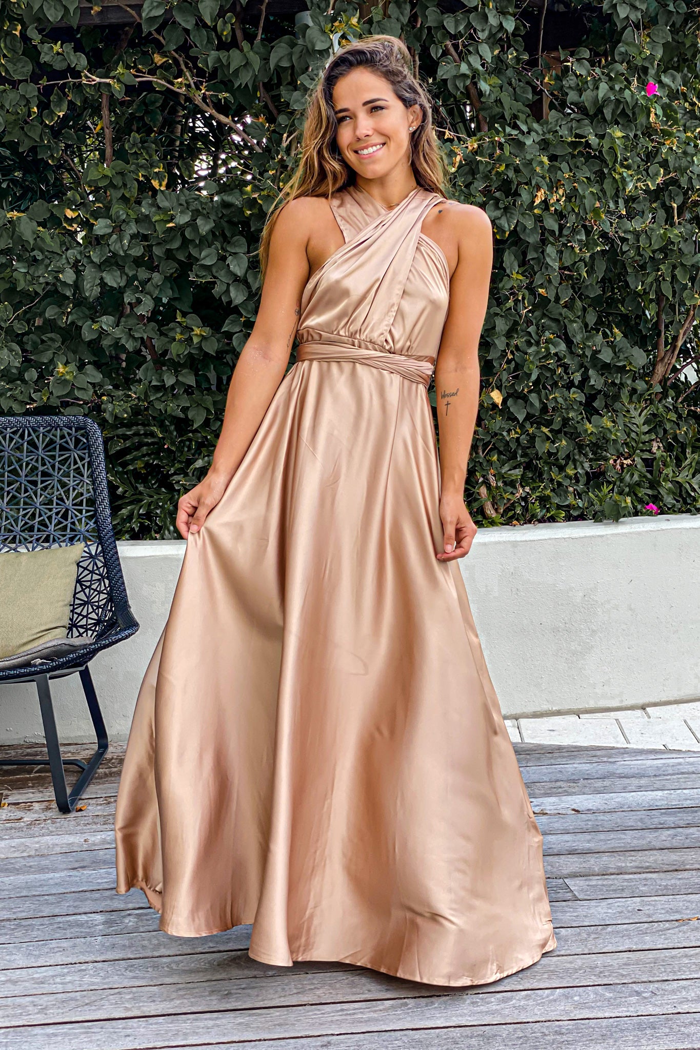 Champagne Satin Multi Tie Maxi Dress | Champagne Satin Multi Tie Maxi ... Champagne Satin Multi Tie Maxi Dress | Champagne Satin Multi Tie Maxi ...