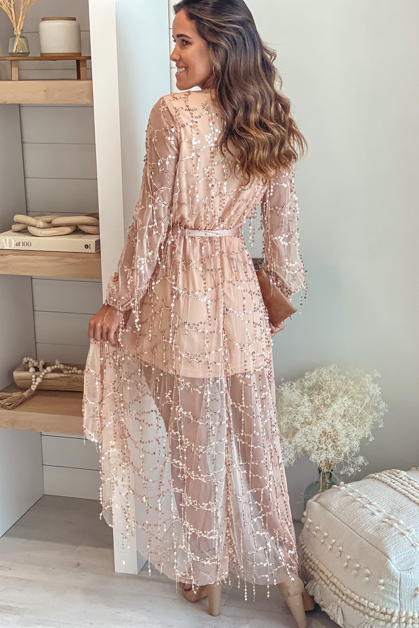 champagne sequin high low dress