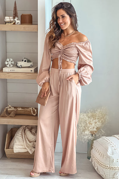 champagne top and pants set