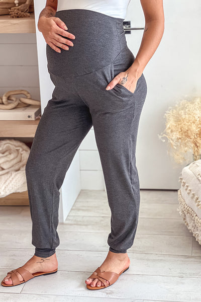 charcoal maternity jogger pants