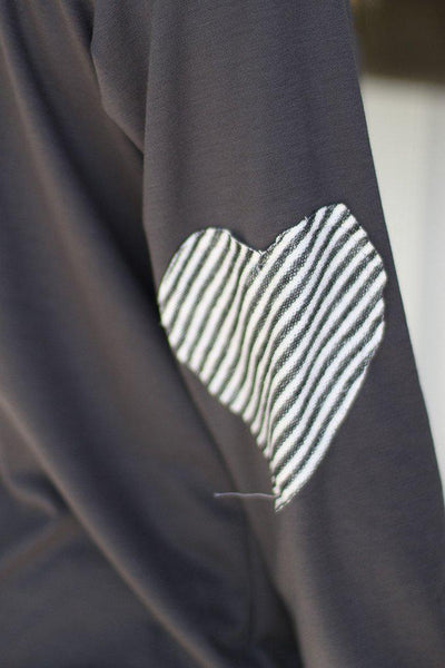 Charcoal Sweater With Heart Elbow Patches