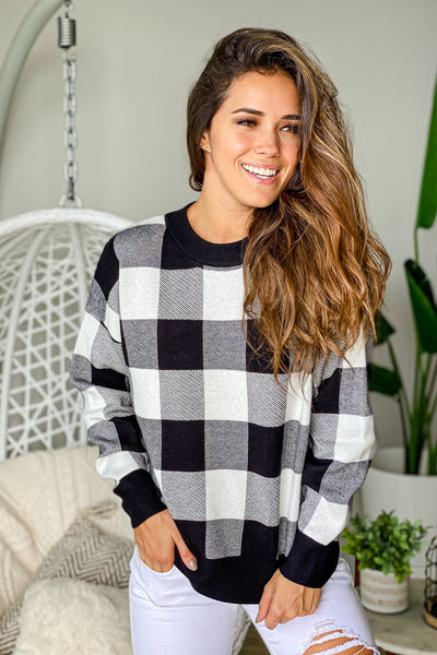 checkered casual pullover