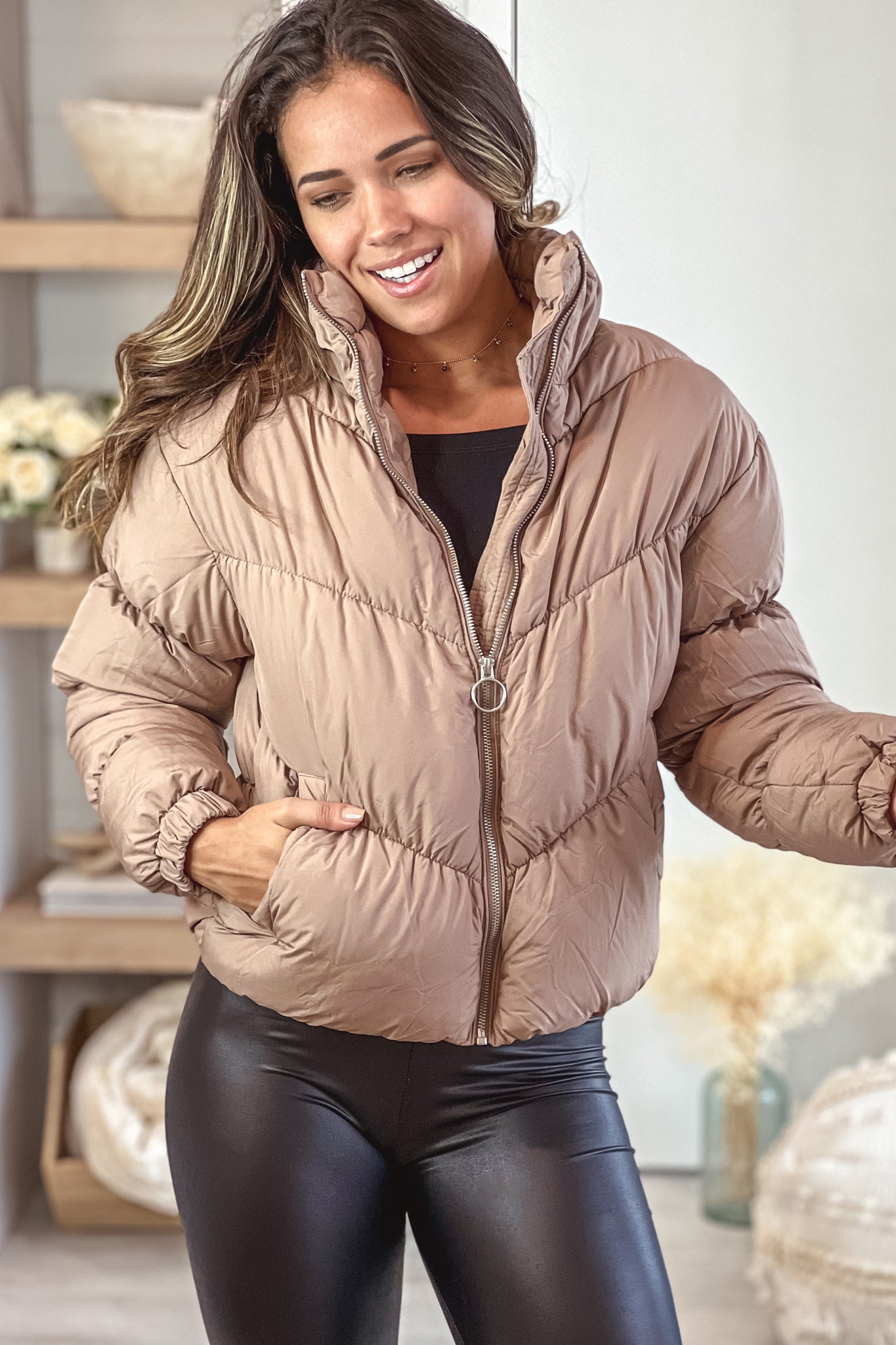 coco brown puffer jacket