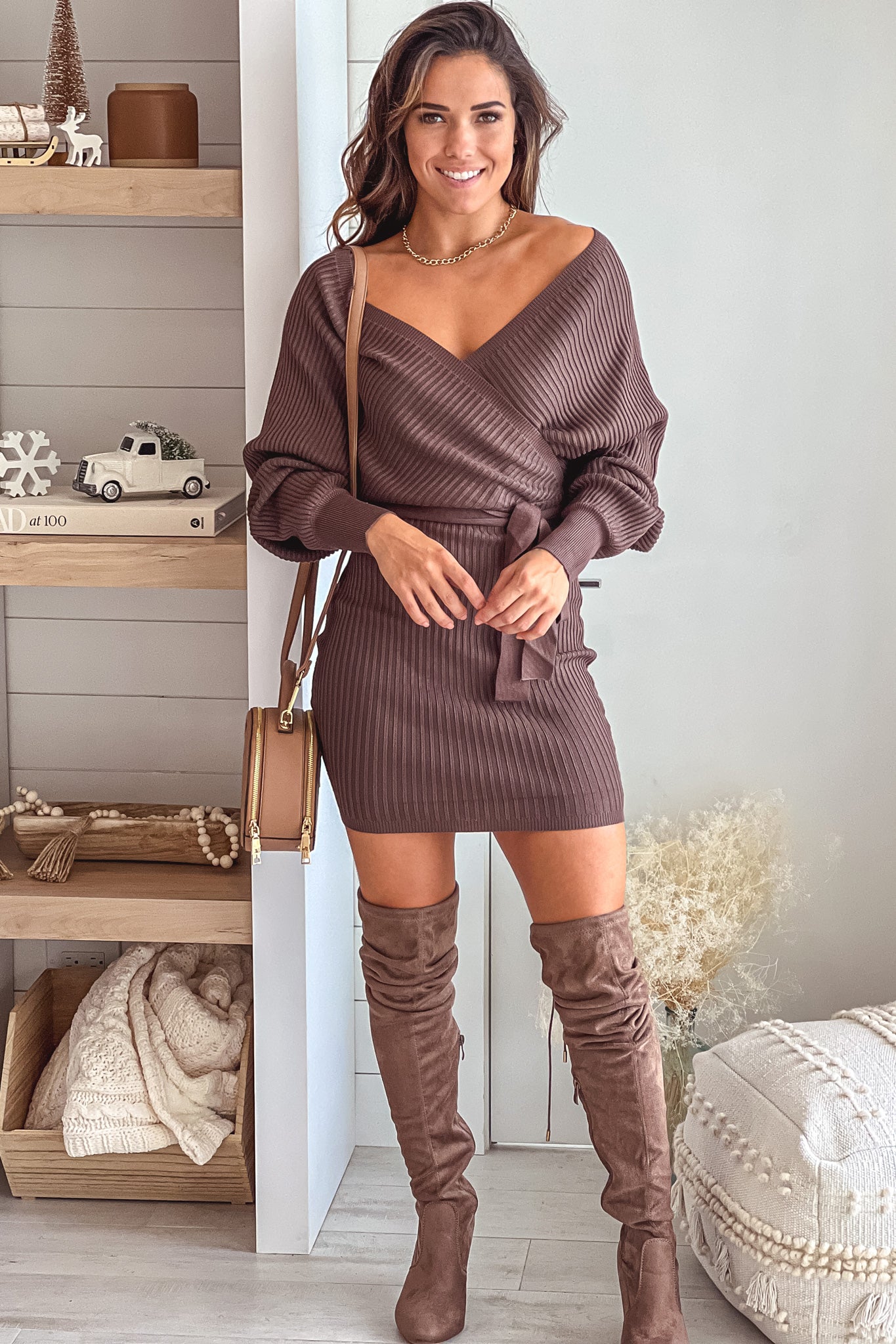 coco brown short dress