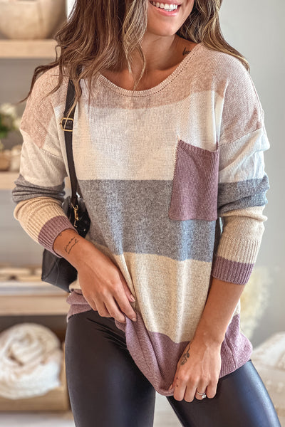 color block knit sweater