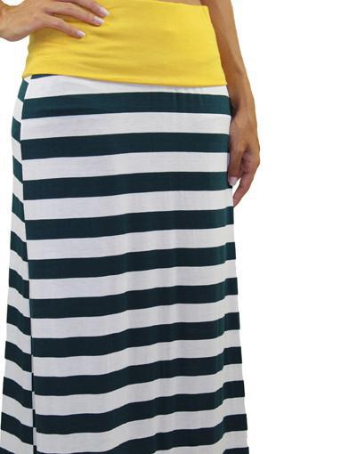 Striped Maxi Skirt / Dress - Green And White